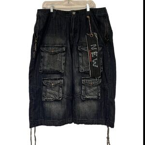 Cargo Hip Hop Men Denim Shorts Vintage Size 40